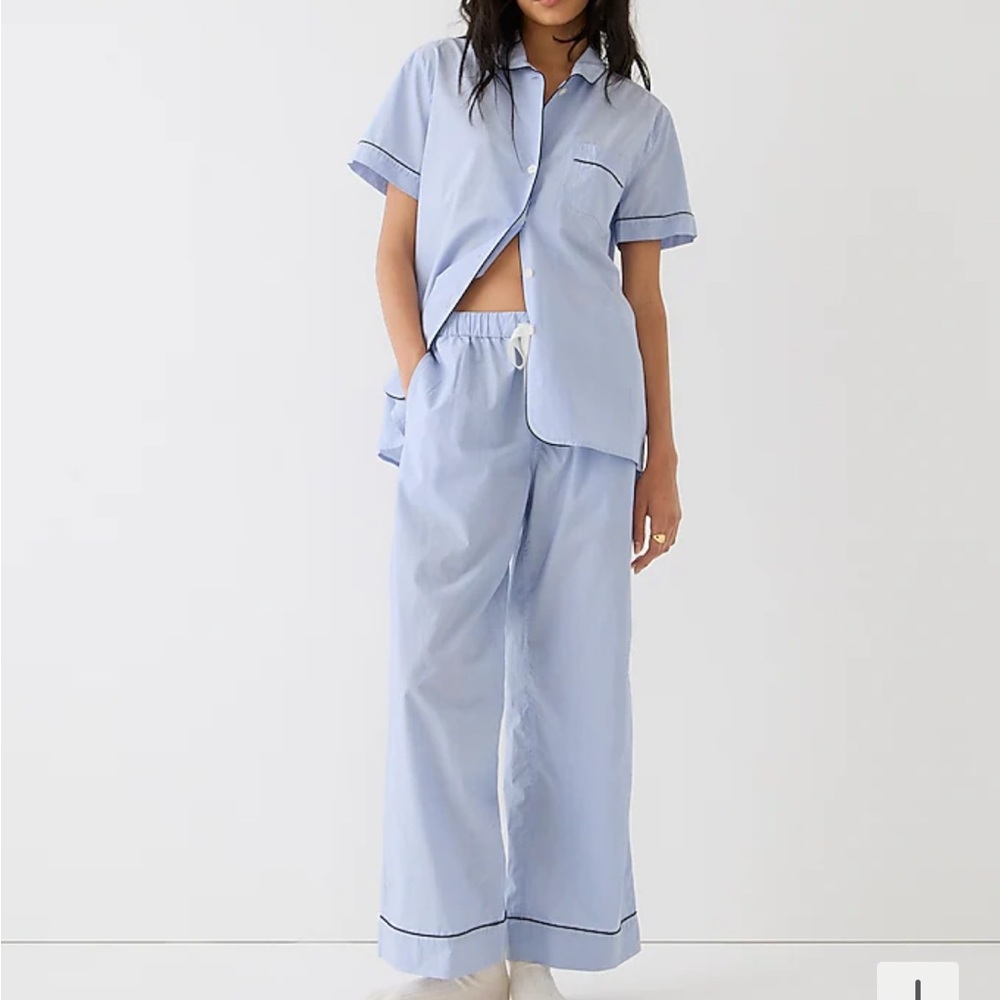 J. Crew End on End Cotton Pajama Set Short Sleeve in Hydrangea